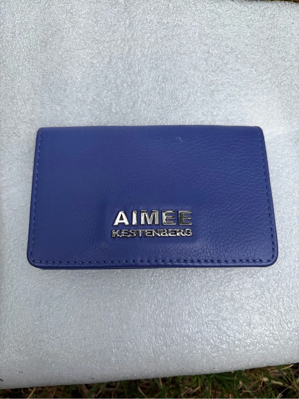 Aimee Kestenberg Purple Leather Card Wallet with Silver Logo